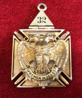 Important 14k Gold Masonic Scottish Rite 32nd Degree Knights Templar Fob 32g