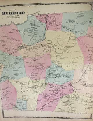 Town Of Bedford,  York Antique Map,  Beers,  Ellis,  Soule 1867