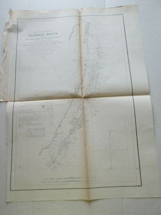 (1) 1856 U.  S.  Coast Survey Chart: Florida Reefs,  Key Biscayne To Pickles Reef
