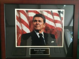 President Ronald Reagan Signed Color Photo 11 X 14,  Certificate Of Authenticity