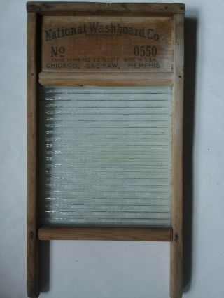 Vintage Antique Old Ribbed Glass Washboard 23.  5 " National 0550