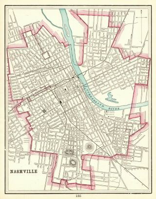 1898 Antique Nashville Street Map Map Of Nashville Tennessee 7697