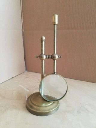 Vintage Solid Brass Magnifying Glass With Stand