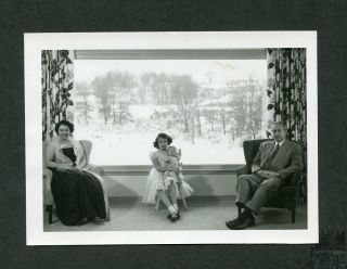 Vintage Photo Unusual View Of Family W/ Large Picture Window 439105