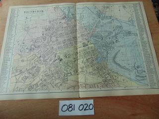 19th Century 1889 Antique Bacon Map Plan Of Edinburgh Scotland 71