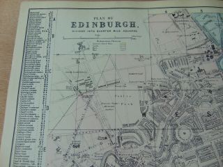 19th CENTURY 1889 ANTIQUE BACON MAP PLAN OF EDINBURGH SCOTLAND 71 2