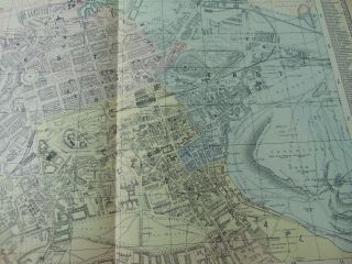 19th CENTURY 1889 ANTIQUE BACON MAP PLAN OF EDINBURGH SCOTLAND 71 3