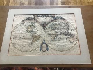 Antique 1762 Mappe - Monde Double Hemisphere World Map