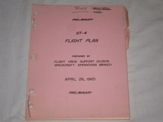 Authentic Nasa Gemini Iv Gt - 4 Flight Plan (preliminary) April 26,  1965