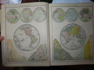 1887 RAND MCNALLY STANDARD ATLAS OF THE WORLD 66 COLOUR MAPS BOSTON YORK 3