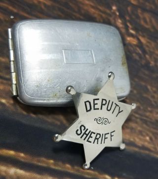 Vintage Obsolete Deputy Sheriff Badge made by LA Stamp & Staty Co With Case vtg 2