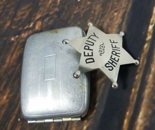 Vintage Obsolete Deputy Sheriff Badge made by LA Stamp & Staty Co With Case vtg 3