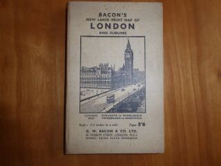 G.  W.  Bacon & Co Ltd Large Print Map Of London And Suburbs,  Strangers Guide