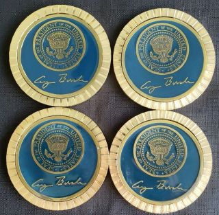 White House Presidential Seal Of The President George Bush Sr Coaster (set Of 4)