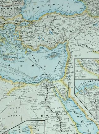 1905 Map Ottoman Empire Greece Bulgaria Egypt Cyprus Nile Delta Alexandria
