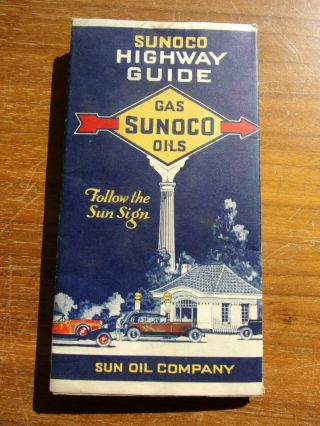 Rare 1929/30 Sunoco Highway Guide Road Map - Sun Oil Co Gas