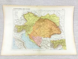 1888 Antique Map Of The Austro Hungarian Empire Austria Hungary French