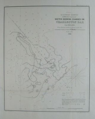 1856 Maffitt Survey Map Charleston Bar South Carolina Buoys Soundings