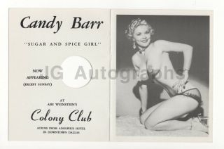 Candy Barr - Adult Entertainer With Jack Ruby Connection - Vintage Show Card