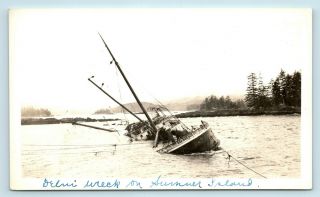 Steamship Delhi Wreck At Sumner Island Alaska - Contemporary Vtg Real Photo