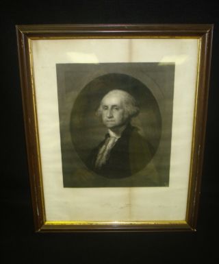 Antique Framed William E.  Marshall Steel Engraving George Washington Print 22.  5 "