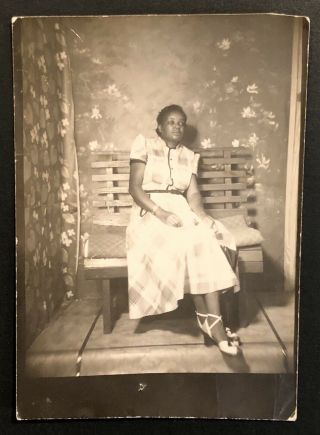 Vintage 1940’s African American Woman On A Park Bench Photo Booth Photo