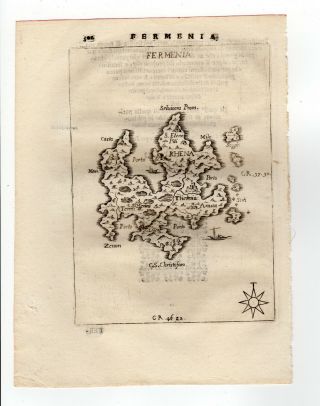 Greece Piacenza 1688 Map Of Thermia Kythnos Fermenia