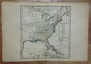 United States Dated 1811 By Delamarche Antique Copper Engraved Map