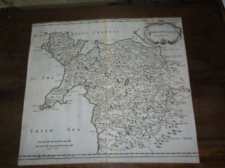 1695 Map Of North Wales By Robert Morden Denbighshire Caernarvon Anglesey Mona