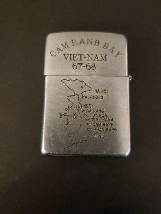 Vintage Zippo Lighter Vietnam War Cam Ranh Bay 67 - 68