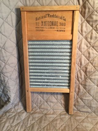 Vintage Tin Washboard National 703 The Zing King Lingerie 1940s Chicago Memphis