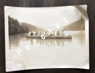 Vintage B & W Photo Lake Lure Camp For Girls North Carolina Canoe