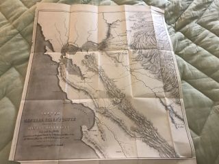 Rare 1849 Antique Gold Rush Mining Map Southern California,  General Rileys Route