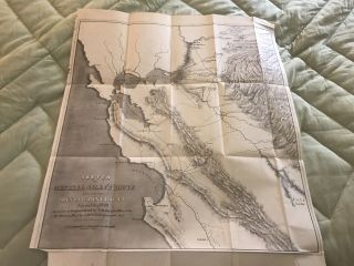RARE 1849 Antique Gold Rush Mining Map Southern California,  General Rileys Route 2
