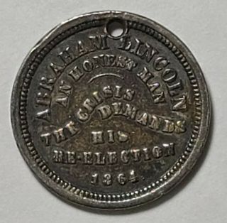 877 - AL 1864 - 70 Silver Abraham Lincoln Political Campaign Token Silver 2