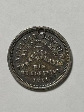 877 - AL 1864 - 70 Silver Abraham Lincoln Political Campaign Token Silver 4