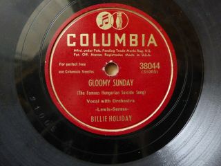 Antique Columbia 78 Rpm Billie Holiday Gloomy Sunday & Night And Day (38044)
