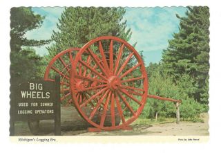 Big Wheels Michigan Logging Era Vintage 4x6 Postcard Af202