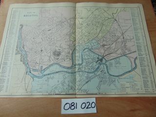 19th Century 1889 Antique Bacon Map Plan Of Bristol 67