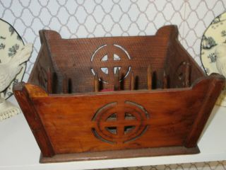 Antique Primitive Box Sewing Spool Thread Holder