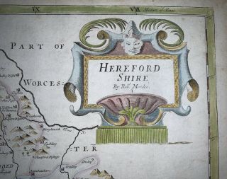C.  1695 Robert Morden,  (1650 - 1703) Antique Map Of " Herefordshire " Hand Coloured