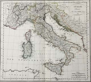 Italy 1819 Corsica Sardinia Sicily By Lapie Antique Map
