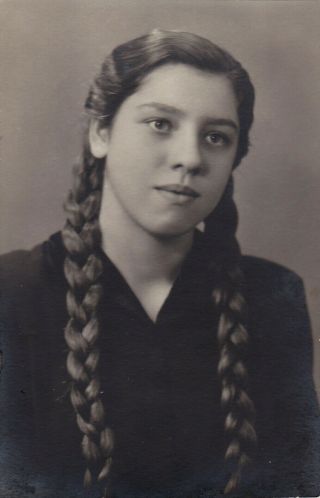 1955 Pretty Young Woman Girl Very Long Braids Hair Beauty Fashion Russian Photo