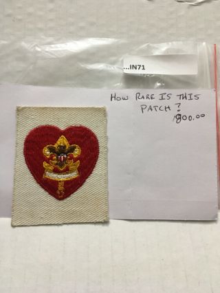 Sea Scout Life Badge On White With Knot Within Heart (very Rare) In71