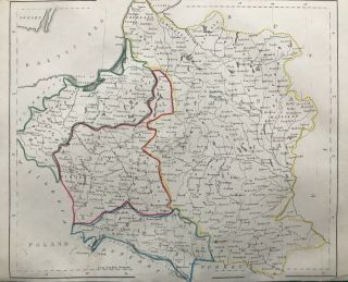 1842 Antique Map; Poland,  Lithuania,  Belarus,  Latvia After F.  P.  Becker