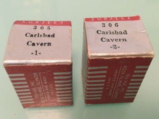 2 - Vtg 1940 Carlsbad Cavern 1 & 2 Tru - Vue Photos 3d Film Reel Strips