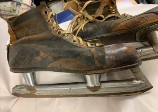 Antique Brown Leather Ice Skates 2
