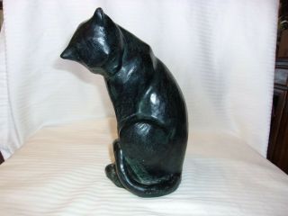 Vintage Sitting Black Cat Figurine,  Metal From Austin Productions,  1978,  9 " Tall