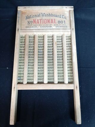Vintage National Washboard Co.  No.  801 Brass Washboard The Brass King,  Top Notch
