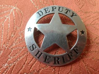 antique 1890 era Deputy Sheriff STOCK Old West Star Police Badge 3